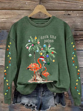 Load image into Gallery viewer, Women&#39;s Christmas Deck The Palms Printed Crew Neck Sweatshirt