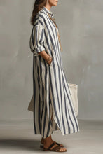 Load image into Gallery viewer, Casual Striped Shirt Bohemian Style Maxi Dress