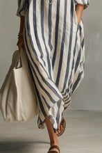 Load image into Gallery viewer, Casual Striped Shirt Bohemian Style Maxi Dress