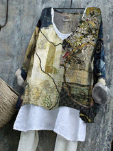 Load image into Gallery viewer, Vintage Japanese Thread Stitching Pattern Women's Linen Shirt