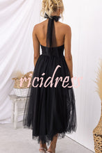 Load image into Gallery viewer, Fairy Vibes Tulle Gathered Detail Halter Maxi Dress