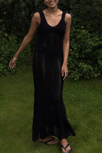 Backless Hollow Out Knit Tank Dress