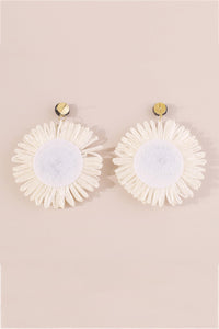 Bohemian Raffia Braided Floral Earrings