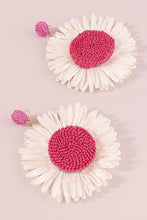 Load image into Gallery viewer, Bohemian Raffia Braided Floral Earrings