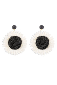 Bohemian Raffia Braided Floral Earrings