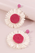 Load image into Gallery viewer, Bohemian Raffia Braided Floral Earrings