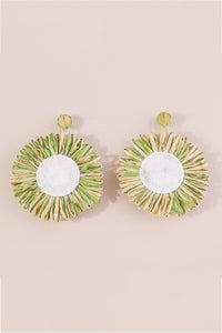 Bohemian Raffia Braided Floral Earrings