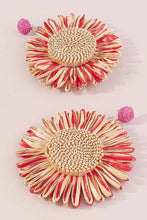 Load image into Gallery viewer, Bohemian Raffia Braided Floral Earrings