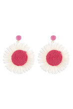 Load image into Gallery viewer, Bohemian Raffia Braided Floral Earrings