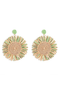 Bohemian Raffia Braided Floral Earrings