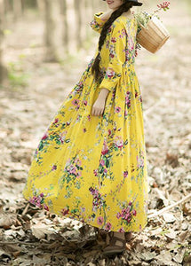 Classy O Neck Cinched Dresses Work Outfits Yellow Long Dress