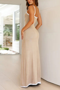 Contrast Ribbed Cami Maxi Dress
