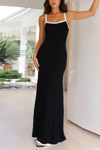 Contrast Ribbed Cami Maxi Dress