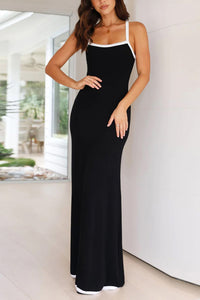 Contrast Ribbed Cami Maxi Dress
