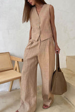 Load image into Gallery viewer, Cotton Linen Tank Top Pants Suits