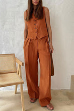 Load image into Gallery viewer, Cotton Linen Tank Top Pants Suits