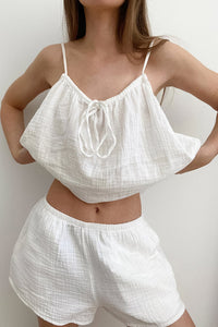 Cotton Tie-up Cami Top Shorts Suits