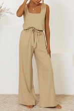 Load image into Gallery viewer, Cotton Waist-Tie Square Neck Pants Set