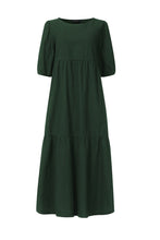 Load image into Gallery viewer, Crew Neck Cotton Tiered Dress