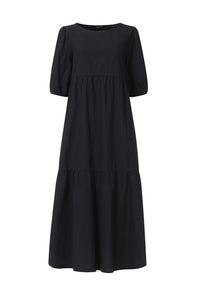 Crew Neck Cotton Tiered Dress