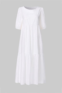 Crew Neck Cotton Tiered Dress