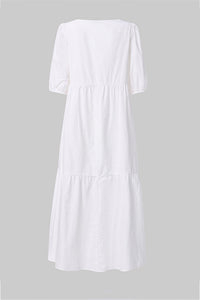 Crew Neck Cotton Tiered Dress