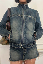 Load image into Gallery viewer, Distressed Denim Jacket Skirt Suits