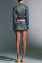 Load image into Gallery viewer, Distressed Denim Jacket Skirt Suits