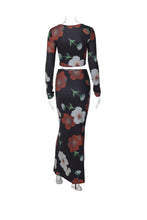 Load image into Gallery viewer, Floral Print Crop Top Midi Skirt Suits