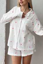Load image into Gallery viewer, Heart Print Blouse Shorts Cotton Loungewear