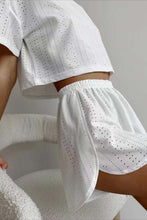 Load image into Gallery viewer, Hollow Short Sleeve Crop Top Shorts Set