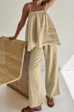 Load image into Gallery viewer, Khaki Cotton Cami Top Long Pants Suits