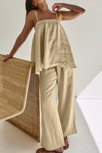 Load image into Gallery viewer, Khaki Cotton Cami Top Long Pants Suits