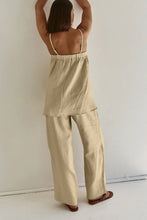 Load image into Gallery viewer, Khaki Cotton Cami Top Long Pants Suits