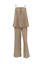 Load image into Gallery viewer, Khaki Cotton Cami Top Long Pants Suits