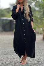 Load image into Gallery viewer, Long Sleeve Cardigan Cotton Linen Shirt Dress