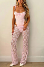 Load image into Gallery viewer, Pink Lace Bodysuit Long Pants Suits