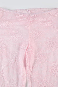 Pink Lace Bodysuit Long Pants Suits