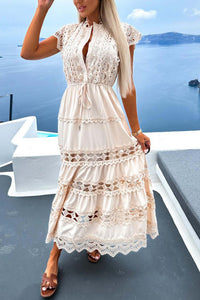 Lace Crochet Hollow Out Tiered Dress
