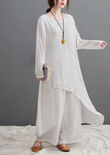 Load image into Gallery viewer, Large Size Loose Art Long White Top Casual Wide Leg Pants Two Piece Suit For Women