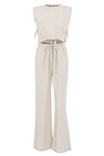 Load image into Gallery viewer, Linen Crop Tops Sleeveless Lace Up Pant Set