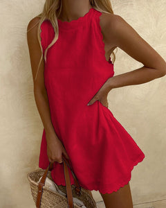 Women's Casual Cotton Linen Lace Dress