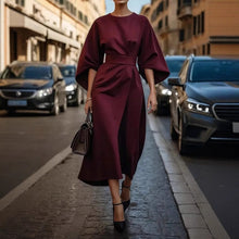 Load image into Gallery viewer, Women's Elegant Solid Color Half Sleeves Dress