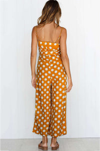 Polka Dots Tie-waist Cami Jumpsuits