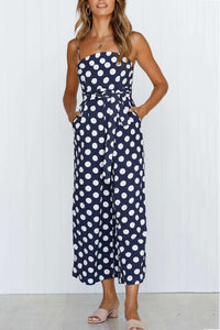 Polka Dots Tie-waist Cami Jumpsuits