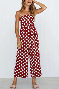 Polka Dots Tie-waist Cami Jumpsuits