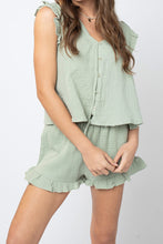 Load image into Gallery viewer, Ruffle Single-breasted Tank Top Drawstring Shorts Set