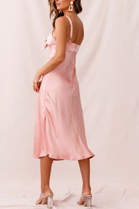 Satin Tie-front Cutout Cami Dress