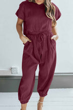 Load image into Gallery viewer, Short Sleeve Back Slit Two-piece Pants Set