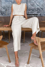 Load image into Gallery viewer, Side Strappy Cotton Linen Vest Trousers Set